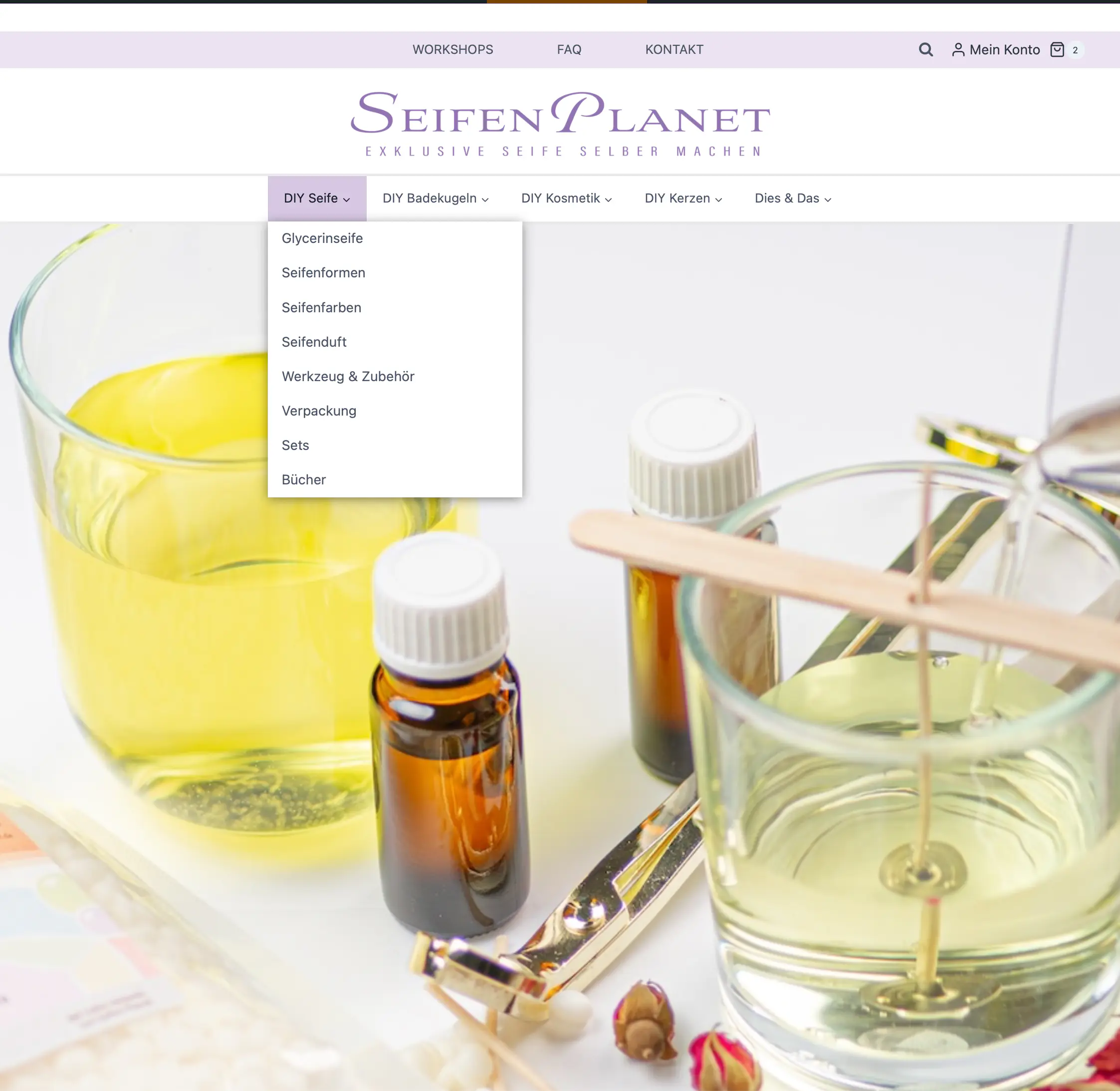 Rebranding online obchodu Seifenplanet s materiálmi na výrobu mydla a sviečok