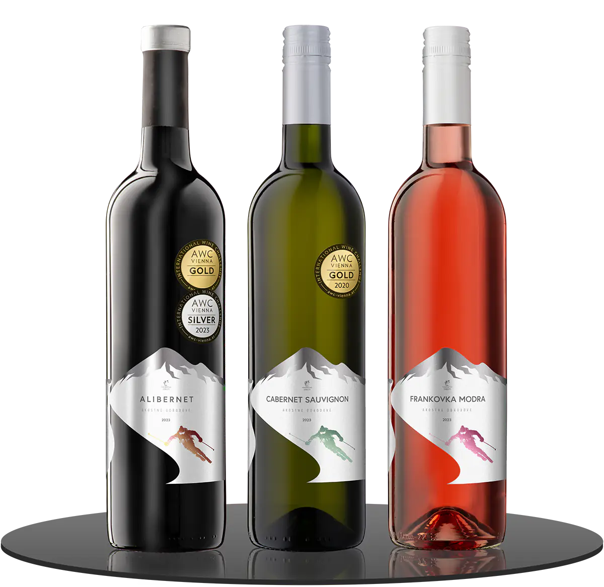 Vinársky dizajn etikiet – Alps try flaše