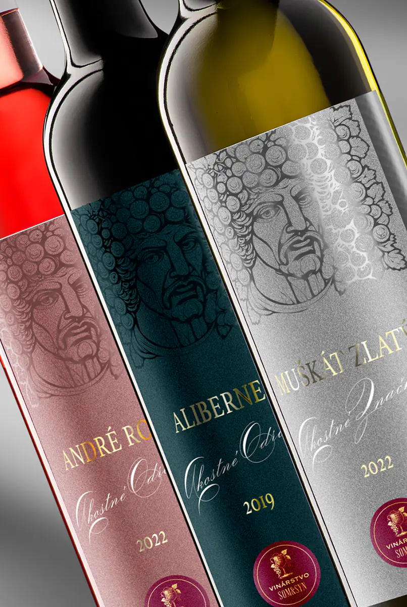 Vinársky dizajn etikiet Bacchus - prémiový koncept s antickým motívom